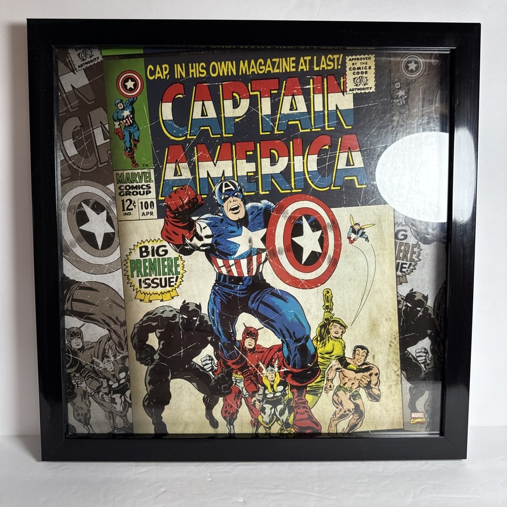 Captain America framed picture 18 x 18"